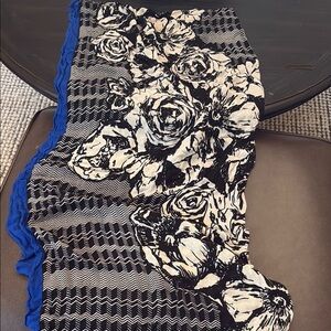 Floral Patterned Skirt with Blue Trim